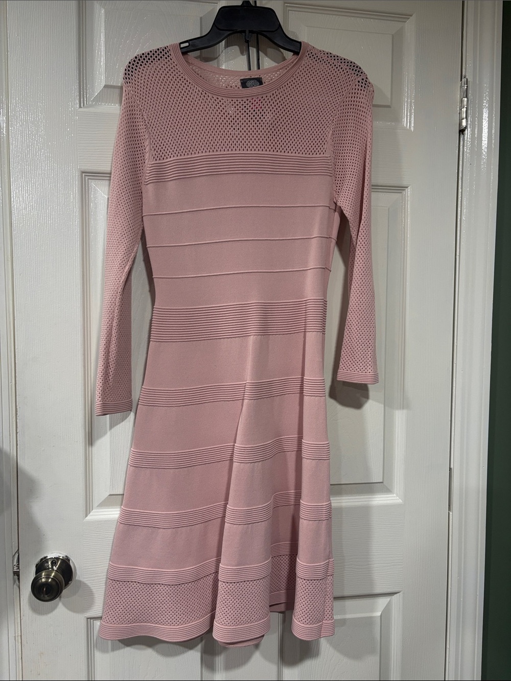 Vince Camuto Dusty Pink Long Sleeve A-Line Knit Dress